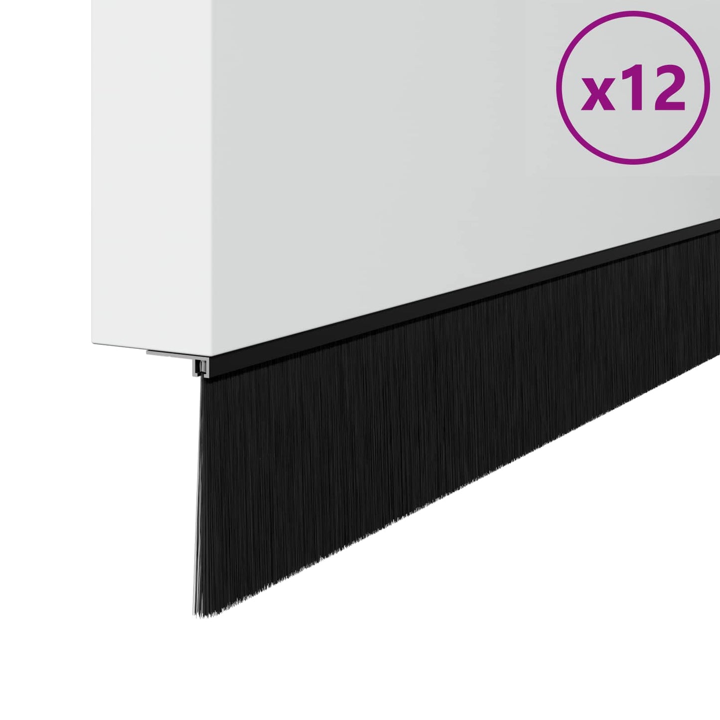Spazzole per porte autoadesive 12 pcs Nero 100 cm