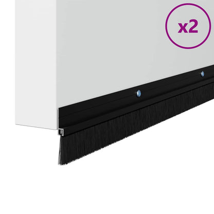 Spazzole per porte a vite 2 pcs Nero 100 cm Lega di alluminio