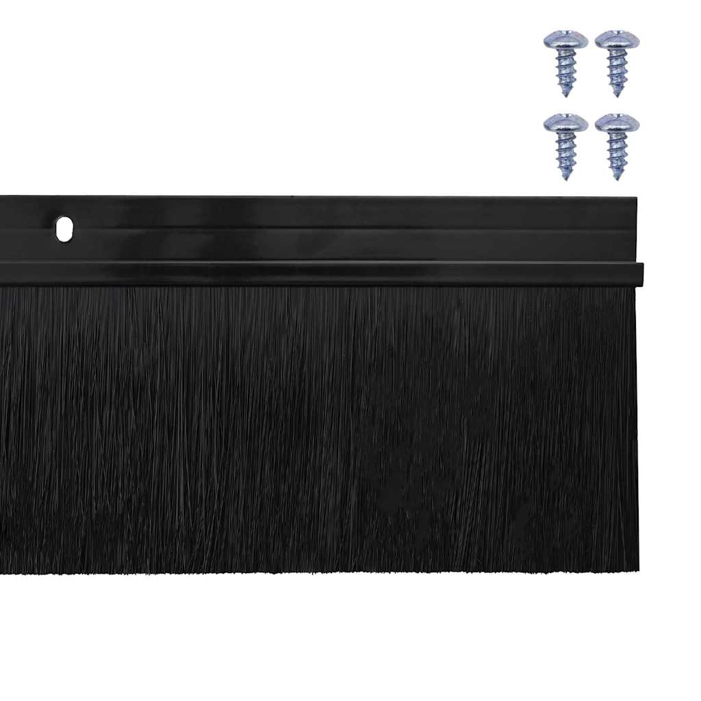 Spazzole per porte a vite 2 pcs Nero 100 cm Lega di alluminio