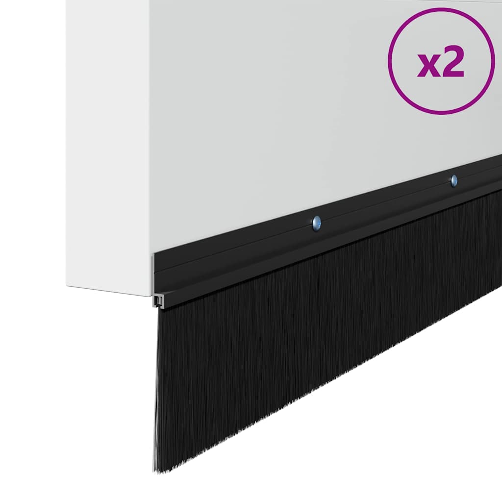 Spazzole per porte a vite 2 pcs Nero 100 cm Lega di alluminio