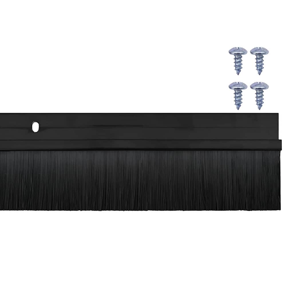 Spazzole per porte a vite 6 pcs Nero 100 cm Lega di alluminio | homemem39
