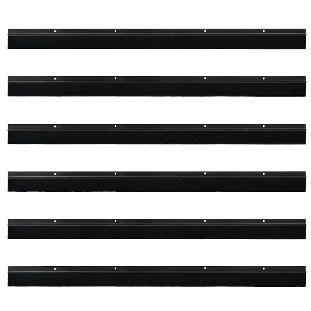 Spazzole per porte a vite 6 pcs Nero 100 cm Lega di alluminio