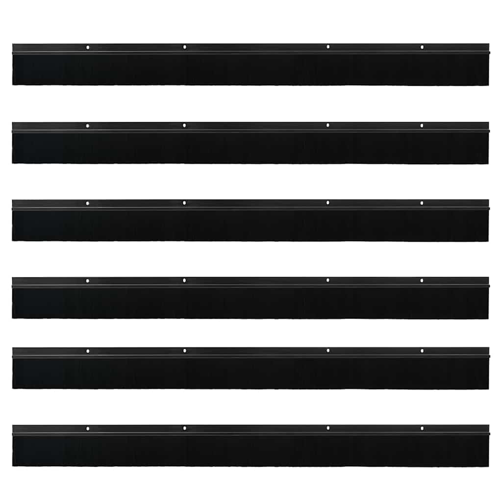 Spazzole per porte a vite 6 pcs Nero 100 cm Lega di alluminio | homemem39