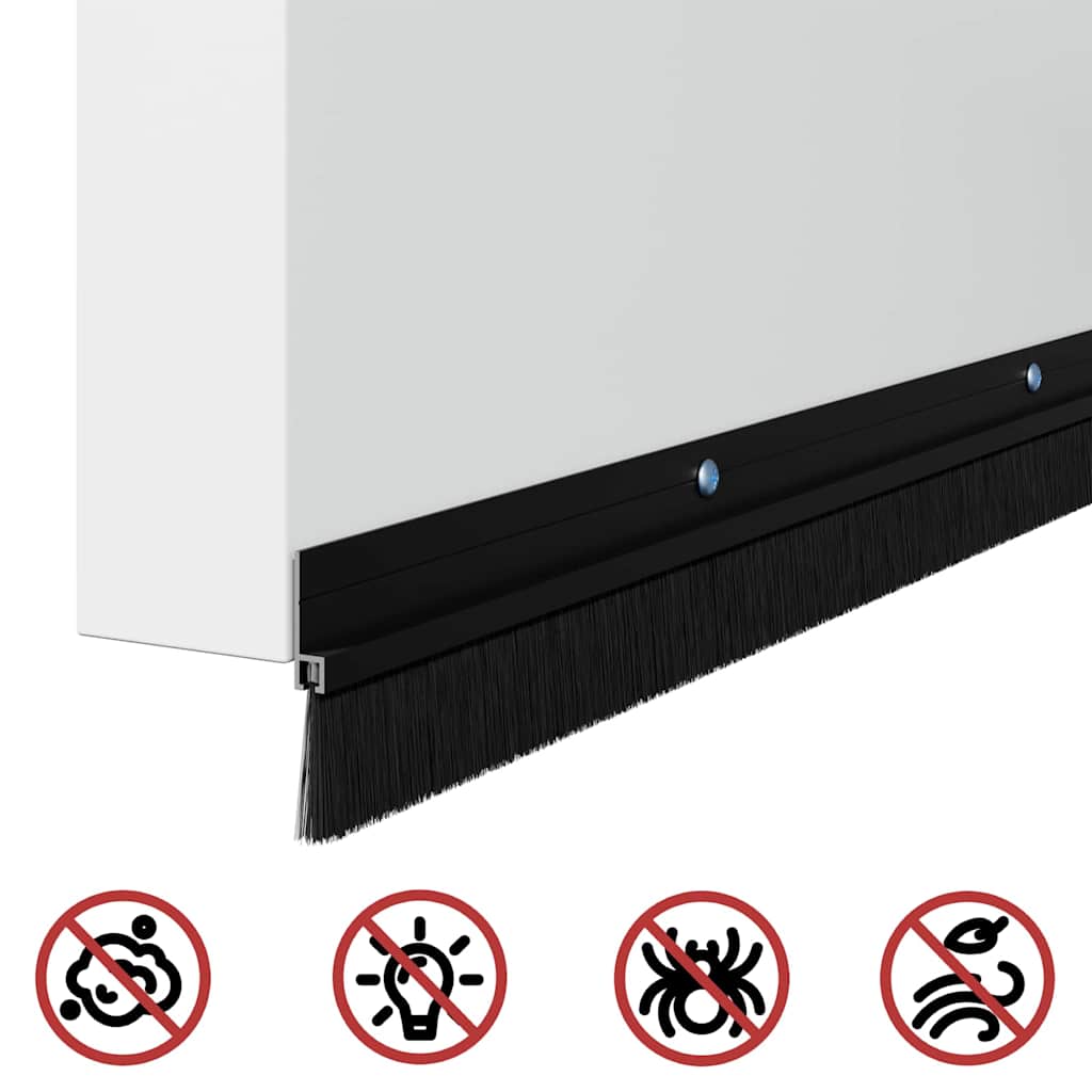 Spazzole per porte a vite 12 pcs Nero 100 cm Lega di alluminio | homemem39