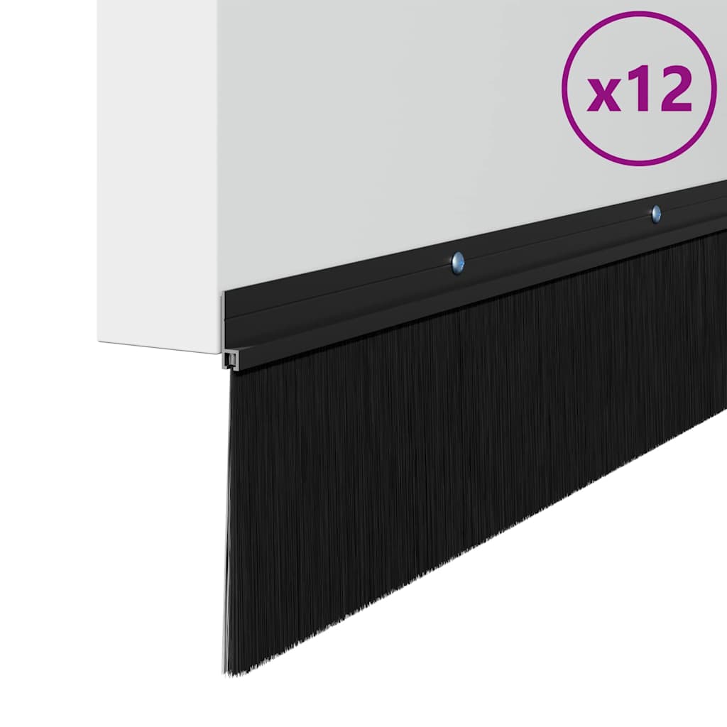Spazzole per porte a vite 12 pcs Nero 100 cm Lega di alluminio | homemem39