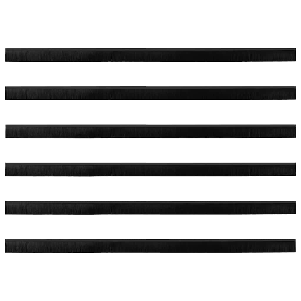 Spazzole per porte a vite 6 pcs Nero 100 cm Lega di alluminio