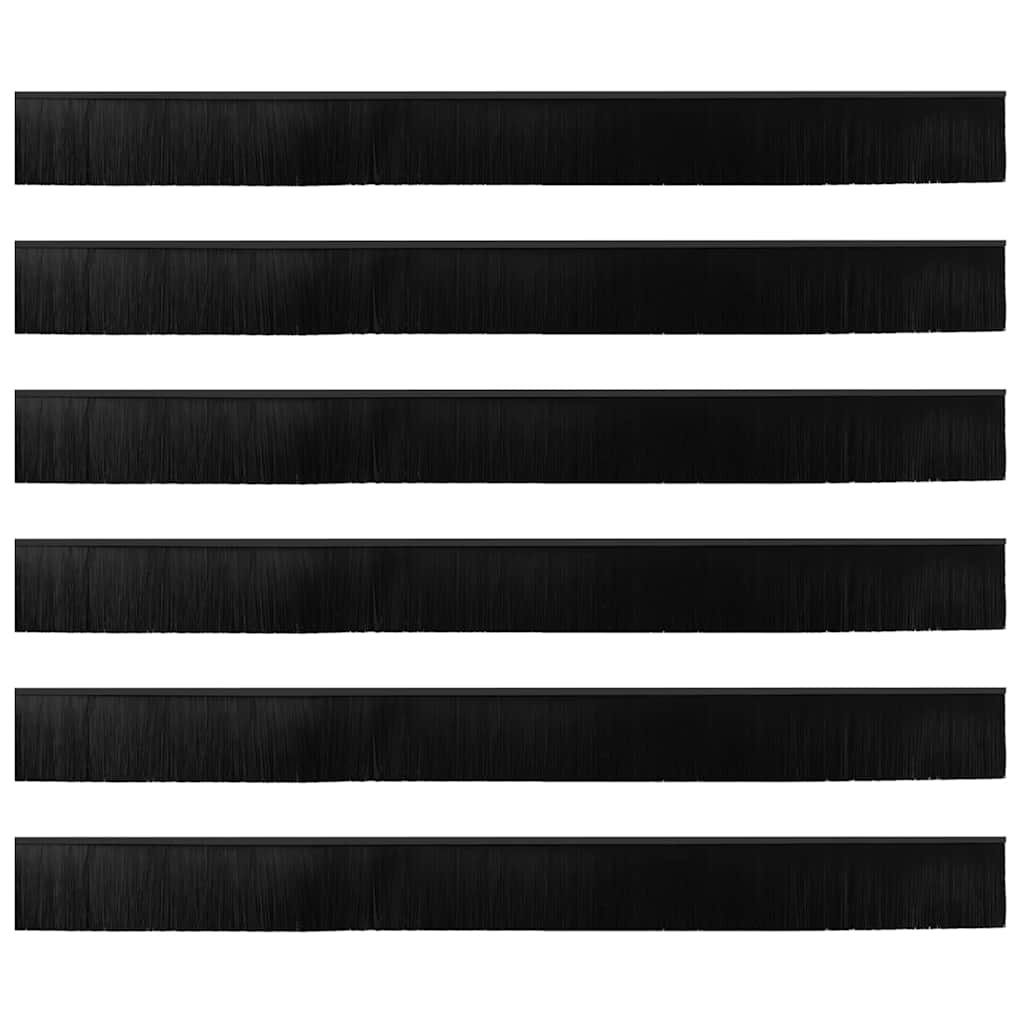 Spazzole per porte a vite 6 pcs Nero 100 cm Lega di alluminio | homemem39