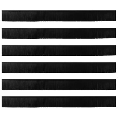 Spazzole per porte a vite 6 pcs Nero 100 cm Lega di alluminio | homemem39