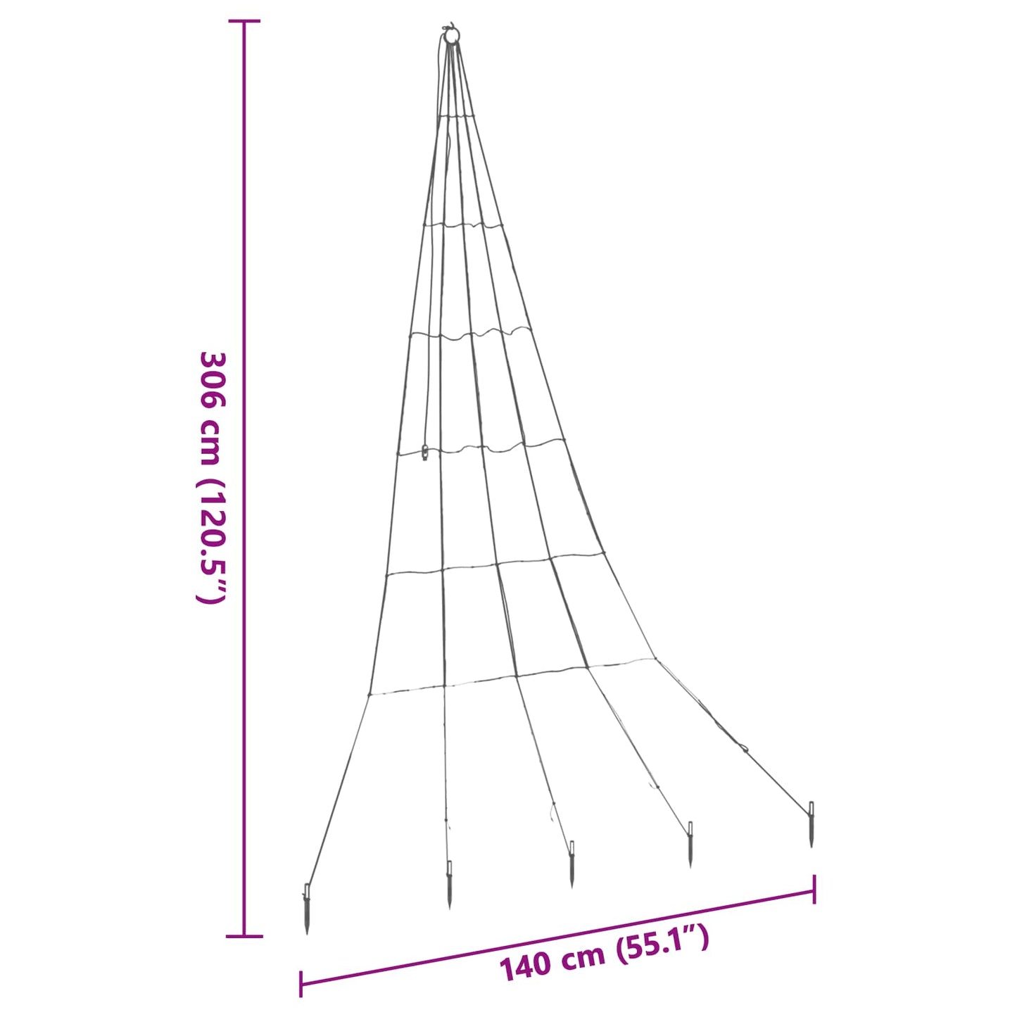 Albero di Natale LED con picchetti per il terreno 306 cm