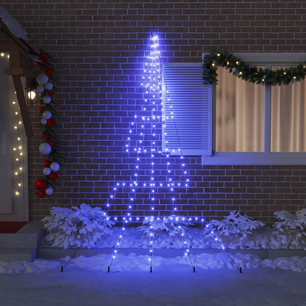 Albero di Natale LED con picchetti per il terreno Blu 306 cm