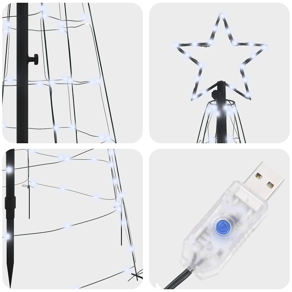 Albero di Natale LED con picchetti per il terreno 250 cm Ferro | homemem39