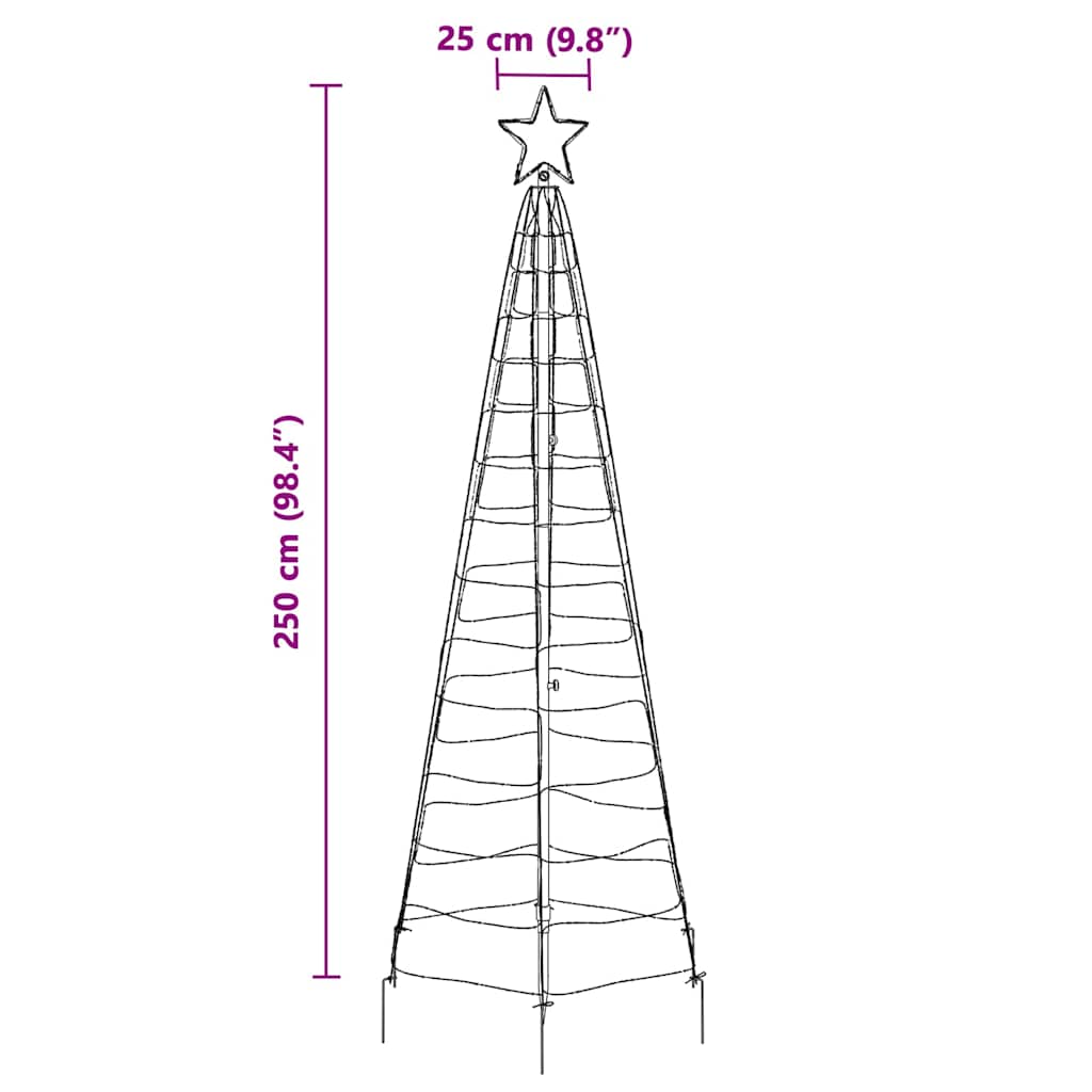 Albero di Natale LED 250 cm 390 LED Bianco freddo Acciaio