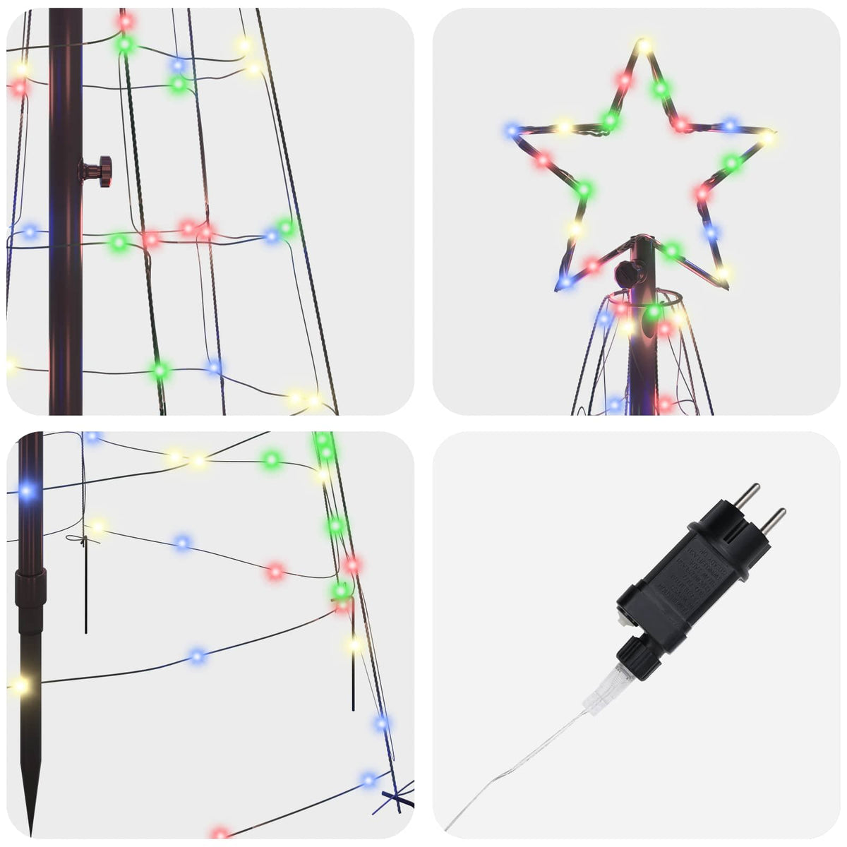 Albero di Natale LED EKENAS 250 cm 390 LED Multicolore Acciaio