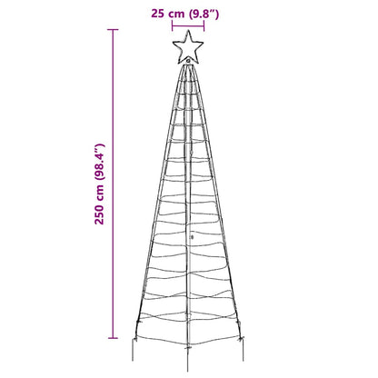 Albero di Natale LED EKENAS 250 cm 390 LED Multicolore Acciaio