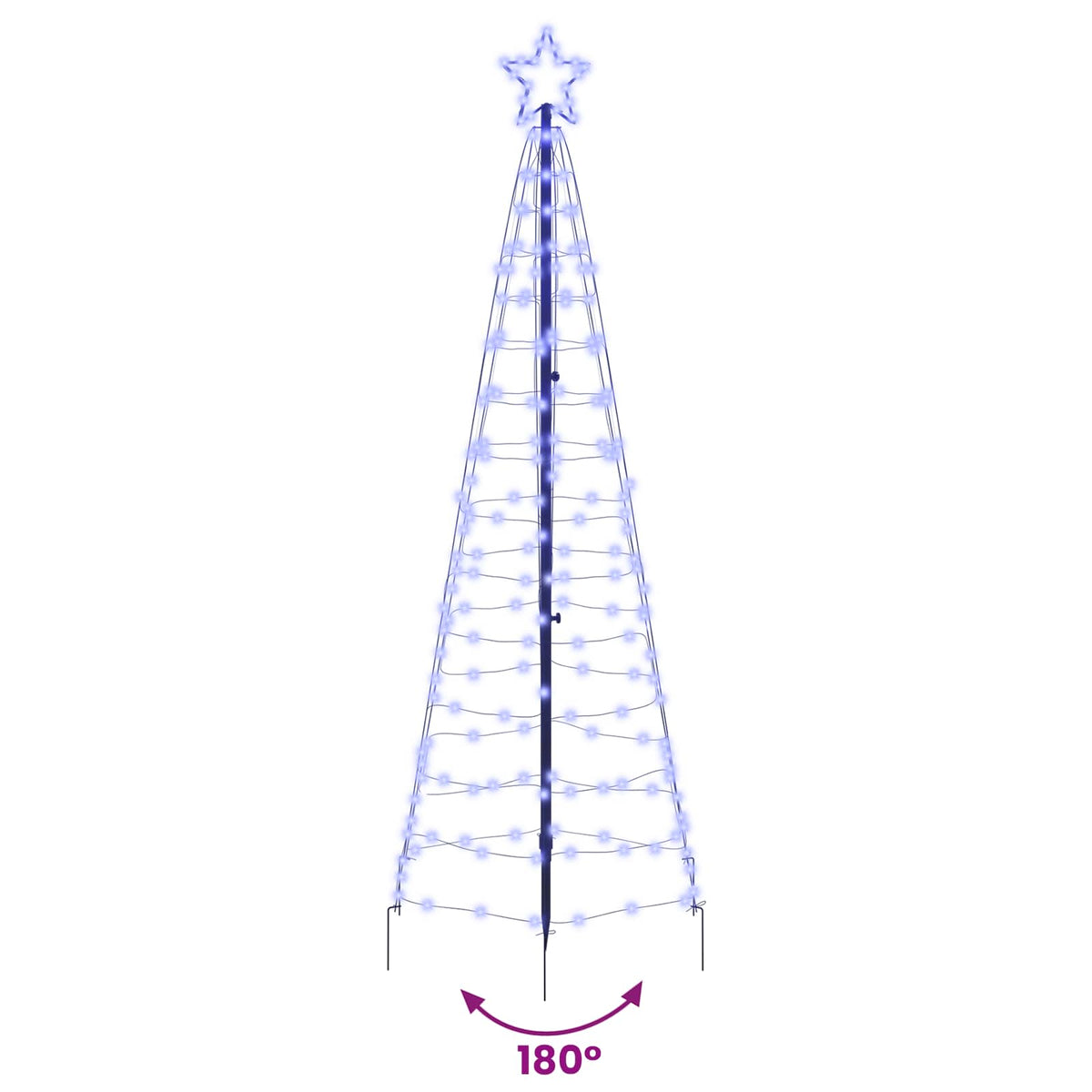 Albero di Natale LED EKENAS 250 cm 390 LED Blu Acciaio Blu