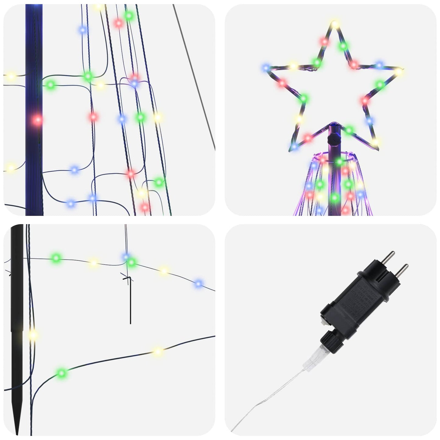 Albero di Natale LED con picchetti per il terreno 400 cm Ferro | homemem39