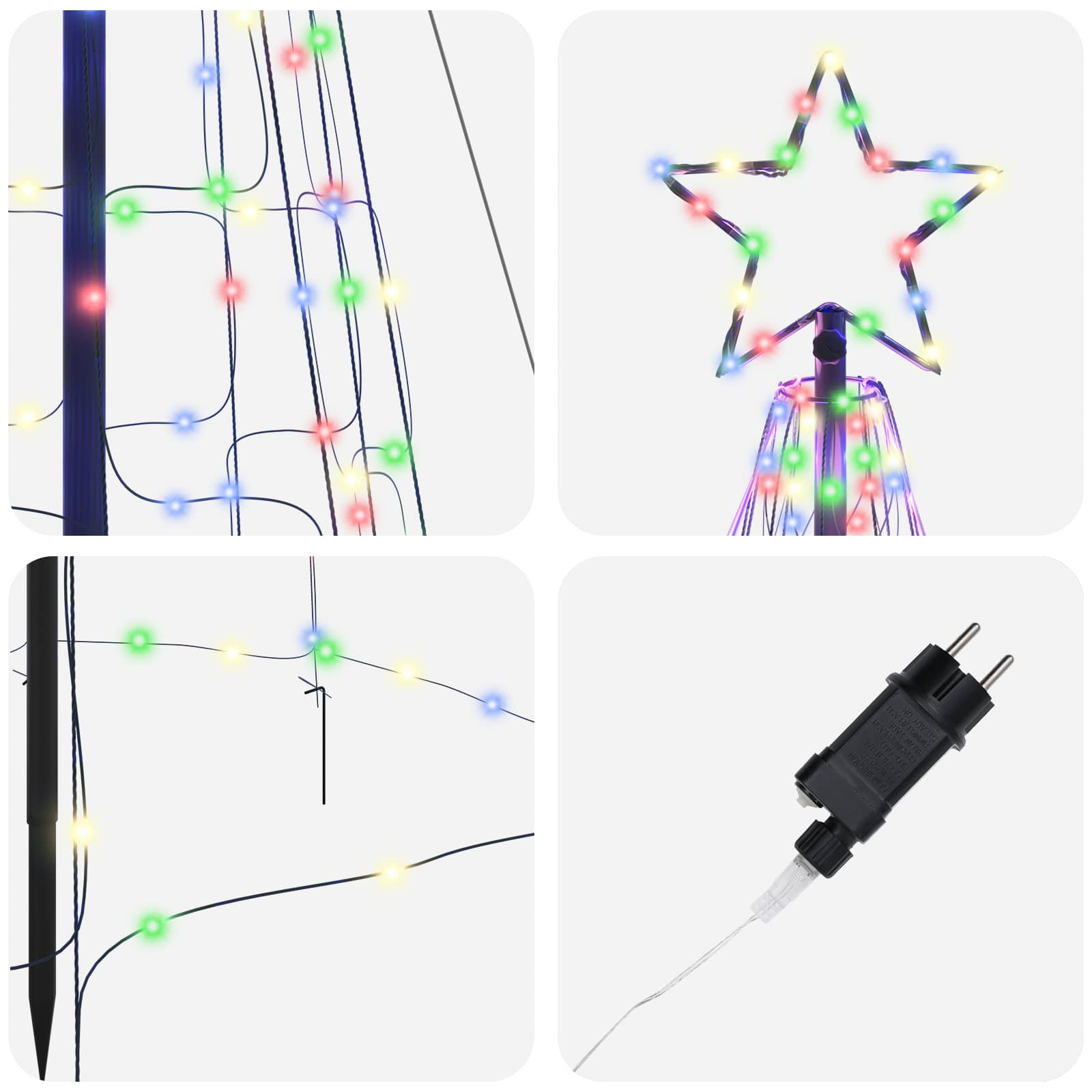 Albero di Natale LED con picchetti per il terreno 400 cm Ferro | homemem39