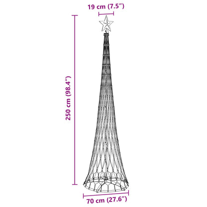 Albero di Natale LED Bianco caldo 70 x 70 x 250 cm Metallo