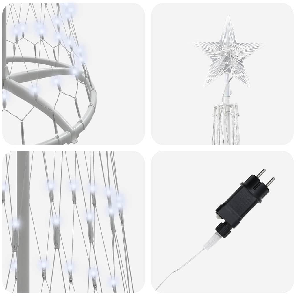 Albero di Natale LED Bianco freddo 70 x 70 x 250 cm Metallo