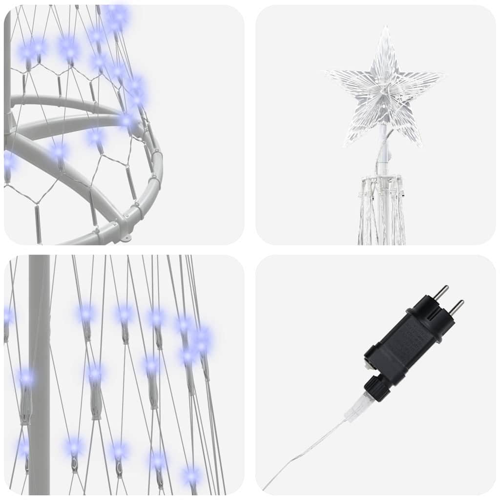 Albero di Natale LED con 290 LED Blu 70 x 70 x 250 cm Metallo