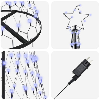 Albero di Natale LED con 230 LED Blu 71 x 71 x 184.5 cm Metallo