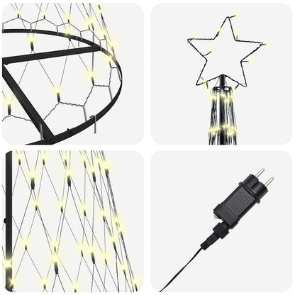 Albero di Natale LED Bianco caldo 100 x 100 x 250 cm Metallo