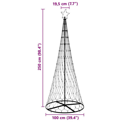 Albero di Natale LED Bianco caldo 100 x 100 x 250 cm Metallo