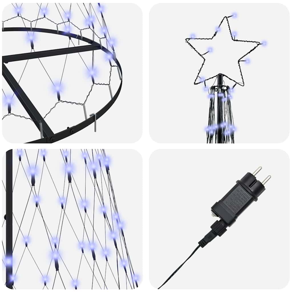 Albero di Natale LED con 290 LED Blu 100 x 100 x 250 cm Metallo