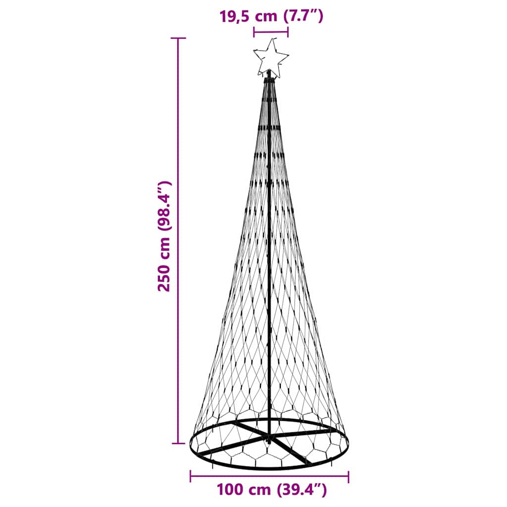 Albero di Natale LED con 290 LED Blu 100 x 100 x 250 cm Metallo