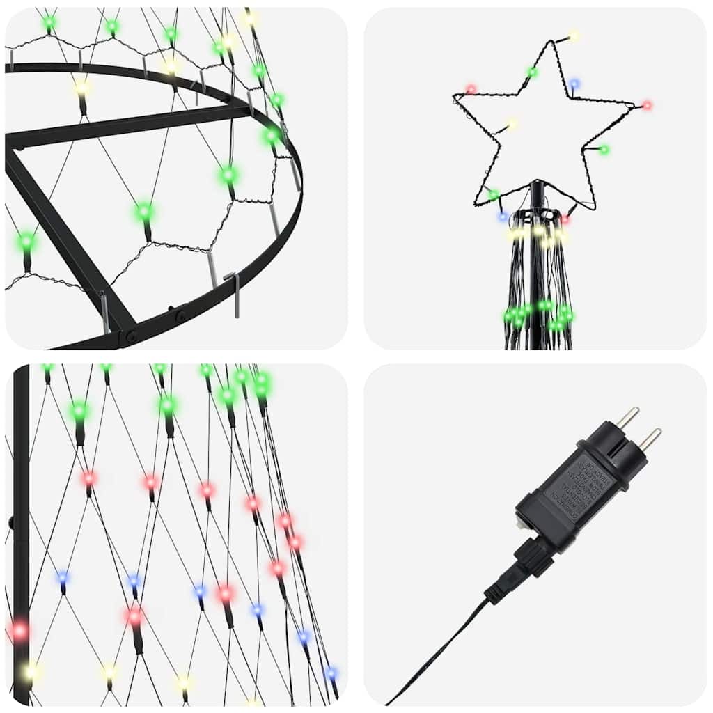 Albero di Natale LED Multicolore 100 x 100 x 250 cm Metallo