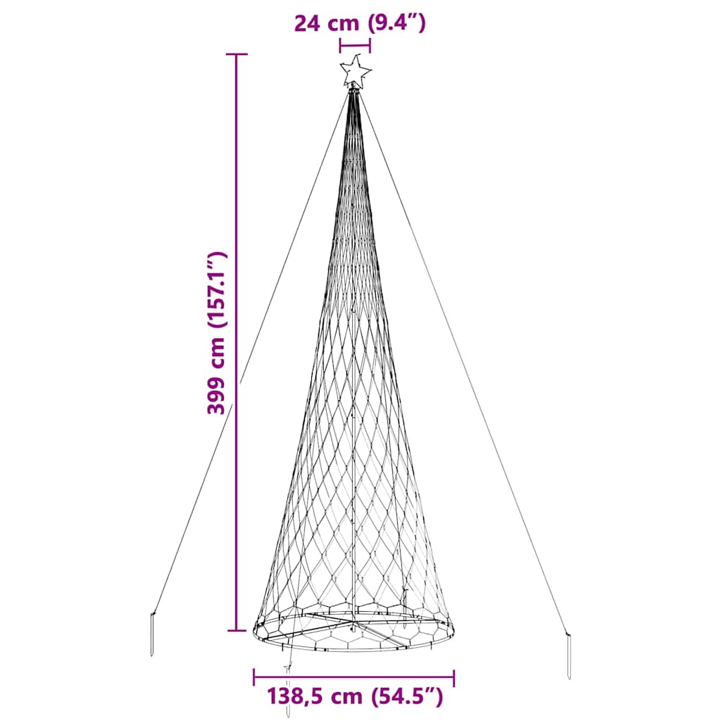 Albero di Natale LED Multicolore 138.5 x 138.5 x 399 cm Metallo