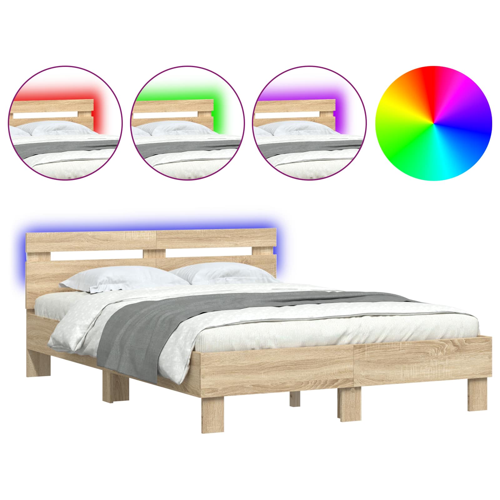 Struttura del letto Sonoma 137 x 190 cm Legno multistrato | homemem39