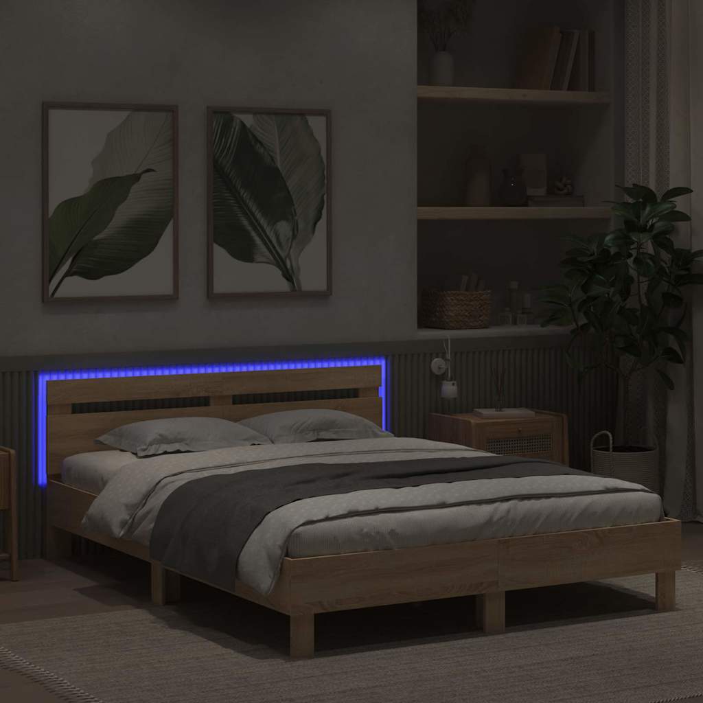 Struttura del letto Sonoma 152 x 203 cm Legno multistrato | homemem39