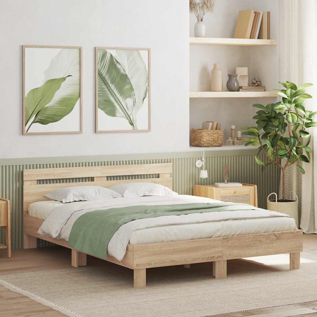 Struttura del letto Sonoma 152 x 203 cm Legno multistrato | homemem39