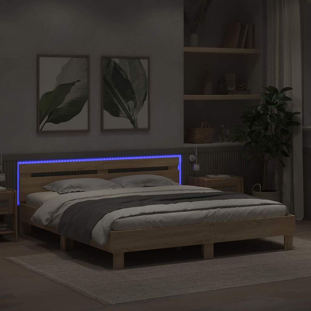 Struttura del letto Sonoma 193 x 203 cm Legno multistrato | homemem39