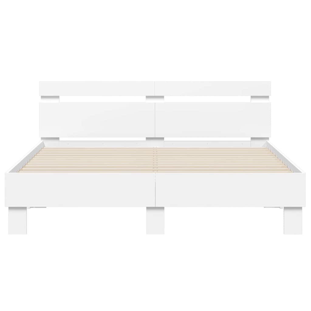 Struttura del letto Bianco 152 x 203 cm Legno multistrato | homemem39