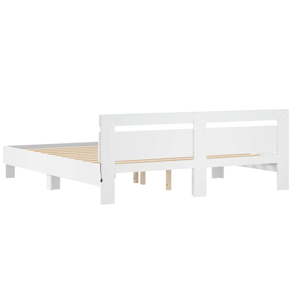 Struttura del letto Bianco 193 x 203 cm Legno multistrato | homemem39