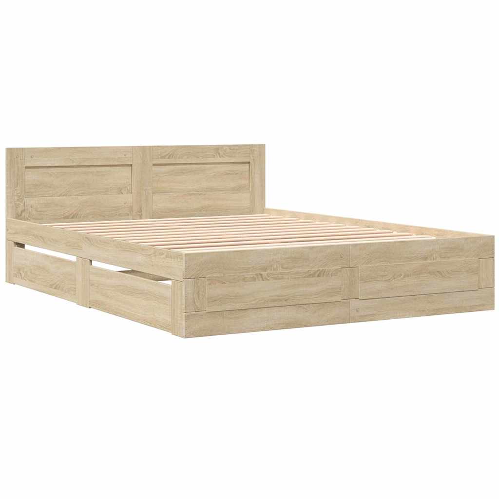 Struttura del letto 2 pcs Sonoma 153 x 203 cm Legno multistrato | homemem39