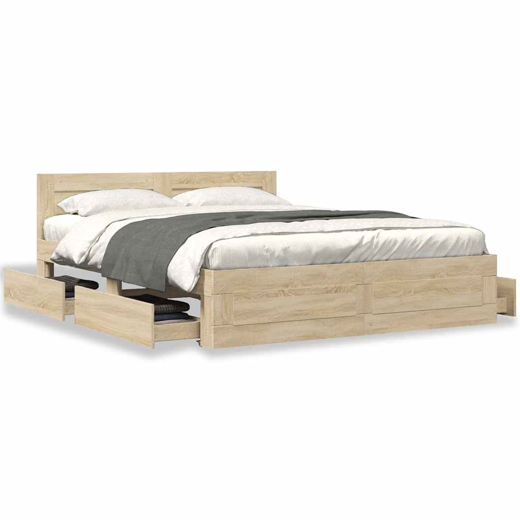 Struttura del letto 2 pcs Sonoma 153 x 203 cm Legno multistrato | homemem39