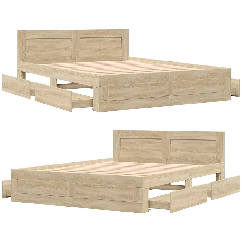 Struttura del letto 2 pcs Sonoma 153 x 203 cm Legno multistrato | homemem39