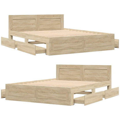 Struttura del letto 2 pcs Sonoma 153 x 203 cm Legno multistrato | homemem39