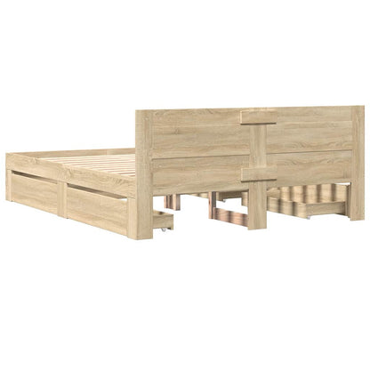 Struttura del letto 2 pcs Sonoma 153 x 203 cm Legno multistrato | homemem39