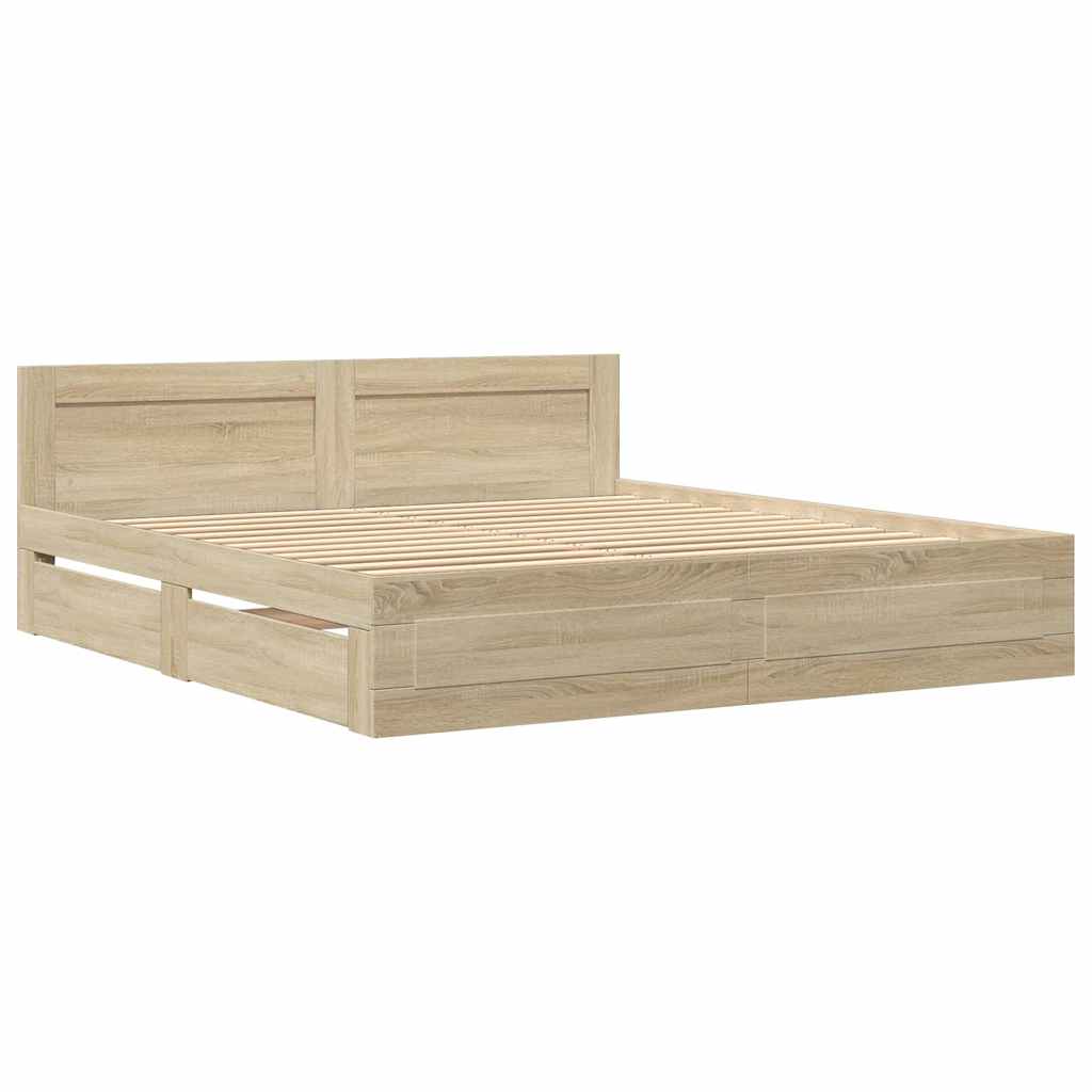 Struttura del letto Sonoma 193 x 203 cm Legno multistrato | homemem39