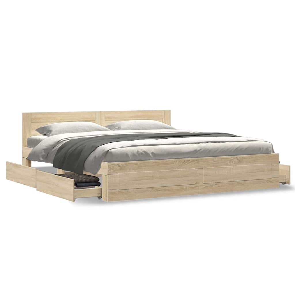 Struttura del letto Sonoma 193 x 203 cm Legno multistrato | homemem39