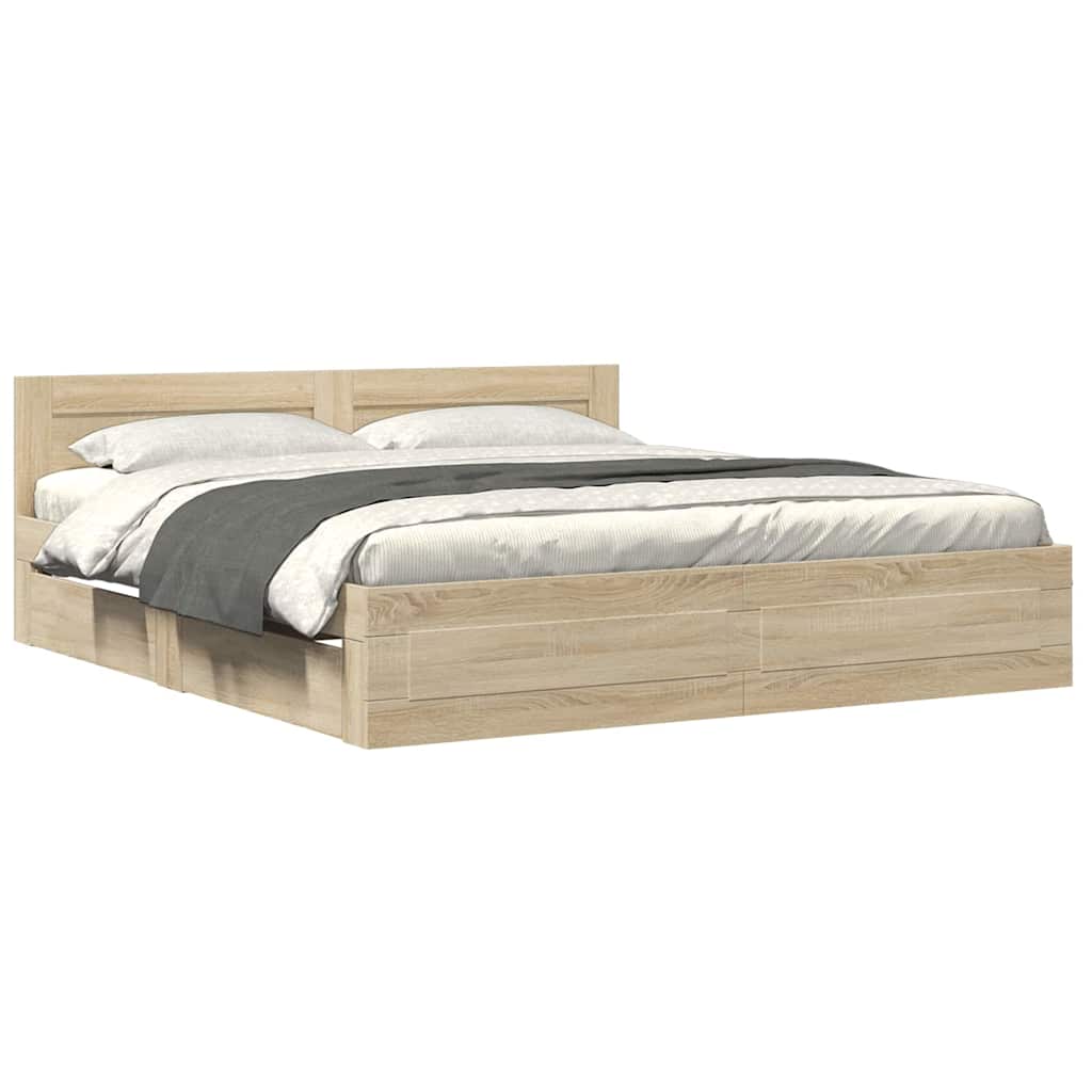 Struttura del letto Sonoma 193 x 203 cm Legno multistrato | homemem39
