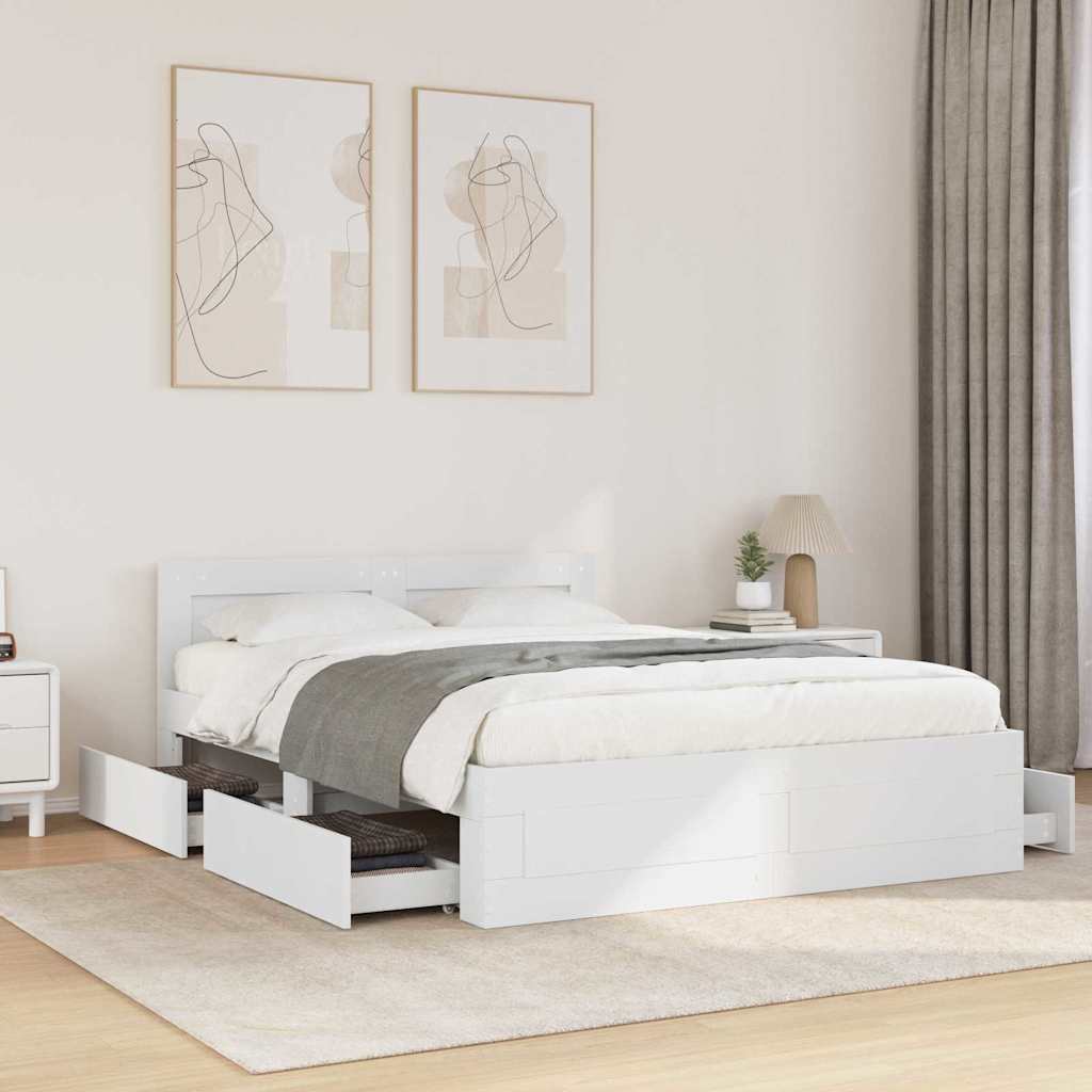 Struttura del letto Bianco 137 x 188 cm Legno multistrato | homemem39