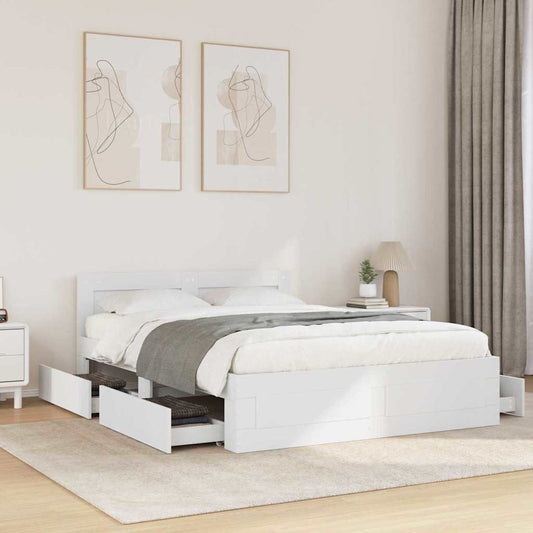 Struttura del letto Bianco 137 x 188 cm Legno multistrato | homemem39