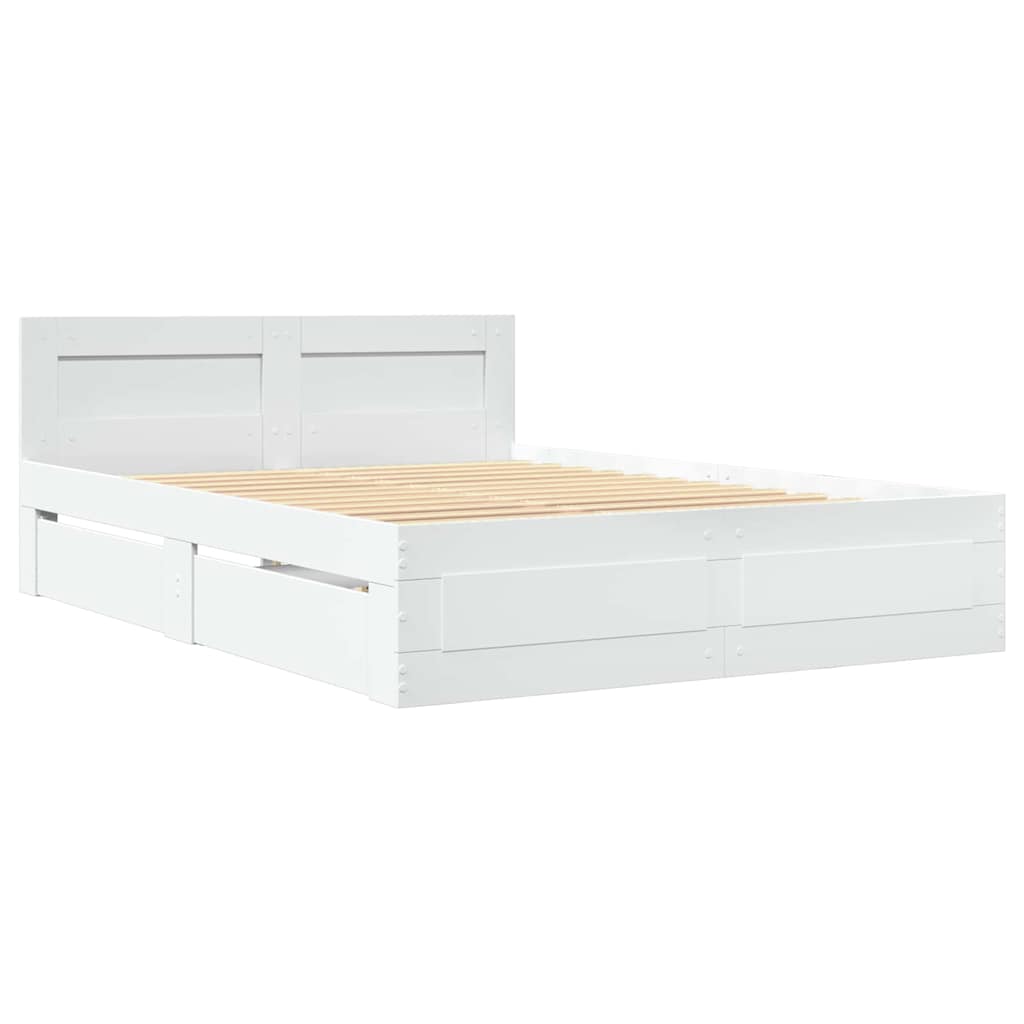 Struttura del letto Bianco 137 x 188 cm Legno multistrato | homemem39