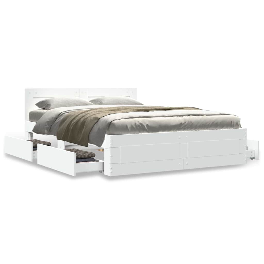 Struttura del letto Bianco 137 x 188 cm Legno multistrato | homemem39