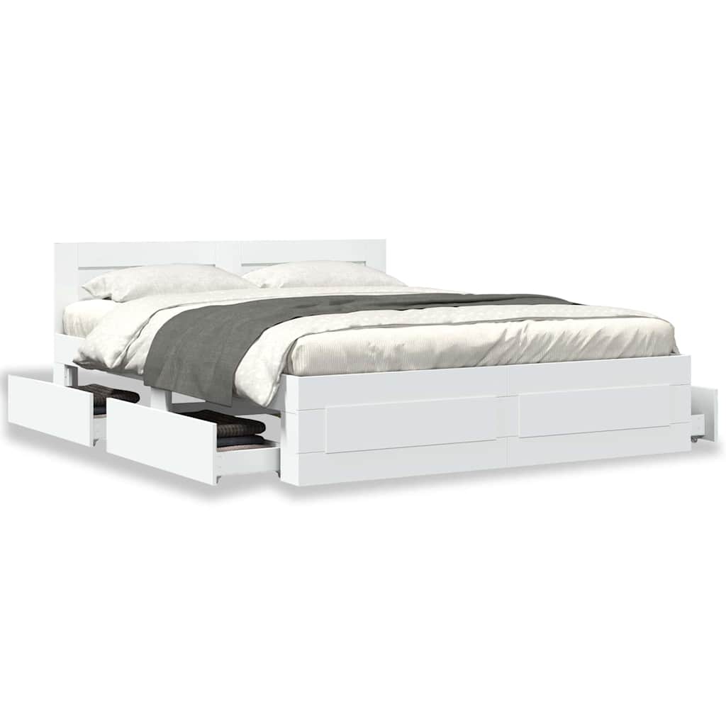 Struttura del letto Bianco 150 x 200 cm Legno multistrato | homemem39